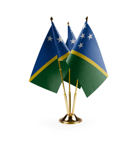 Small national flags of the Solomon on a white background.の写真素材