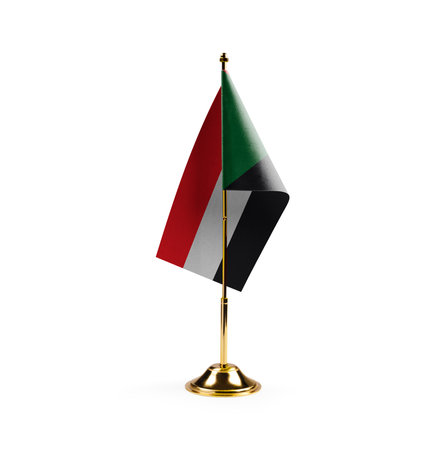 Small national flag of the Sudan on a white background.の写真素材