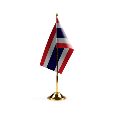 Small national flag of the Thailand on a white background.の写真素材