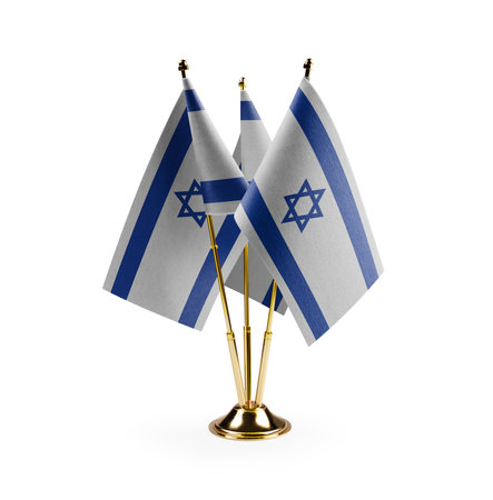 Small national flags of the Israel on a white background.の写真素材
