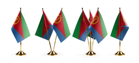Small national flags of the Eritrea on a white background.の写真素材