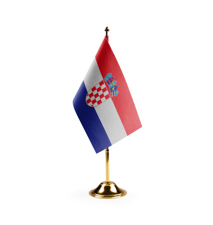 Small national flag of Croatia on a white background.の写真素材