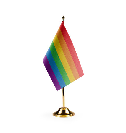 Small national flag of the lgbt on a white background.の写真素材