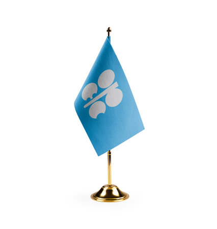 Small national flag of the Organization of the Petroleum Exporting Countries on a white background.のeditorial素材