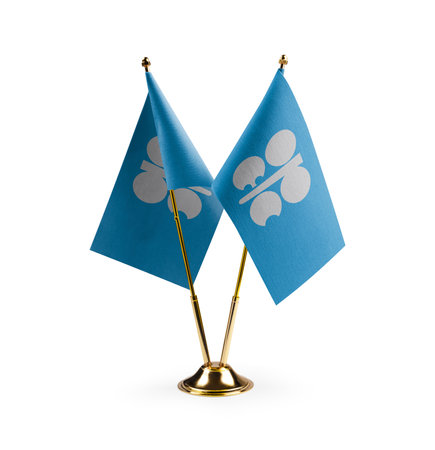 Small national flags of the Organization of the Petroleum Exporting Countries on a white background.のeditorial素材