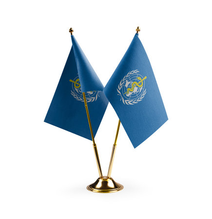 Small national flags of the World Health Organization WHO on a white background.のeditorial素材