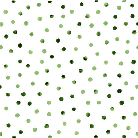 Pattern with dark green painted dots. Watercolor effect. Vector illustration.のイラスト素材