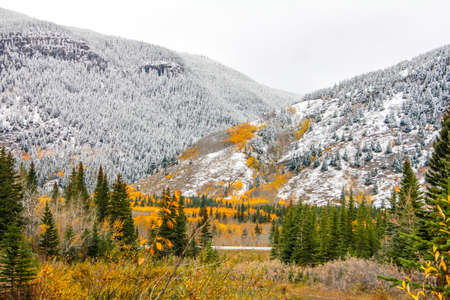 First snow, Kananaskis, Country, Albertaの写真素材