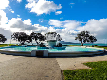 Trevor Moss David Memorial Fountain, Mission Bay, Auckland, New Zealandの写真素材