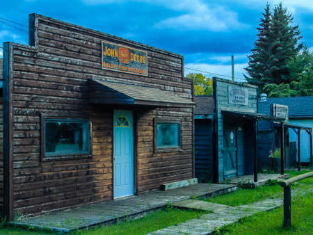 Ghost town storefronts, Mirror, Albertaの写真素材