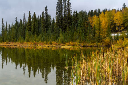 Vermillion Lakes, Banff National Park, Alberta, Canadaの写真素材