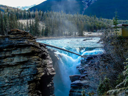 Athabaska Falls, Jasper National Park, Alberta, Canadaの写真素材