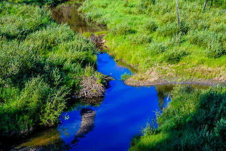 Sunny summers day, Waiprous Village, Alberta, Canadaの写真素材