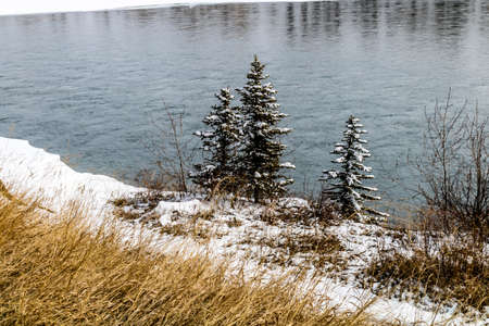 Views from a winter stroll around Baker Park, Calgary, Alberta, Canadaの写真素材