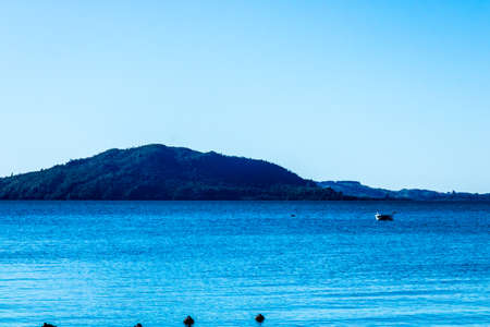 In the harbour at Goverment Gardens, Rotarua, New Zealandの写真素材