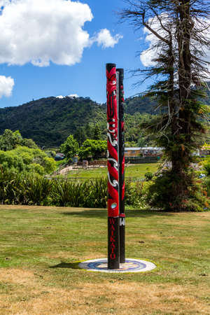 rivers, flow through the town, war memorials show the lives sacrificed and the Maori presence is everywhereの写真素材