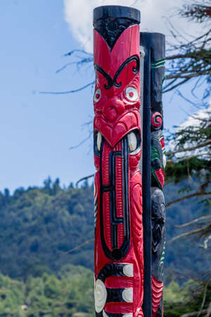 rivers, flow through the town, war memorials show the lives sacrificed and the Maori presence is everywhereの写真素材