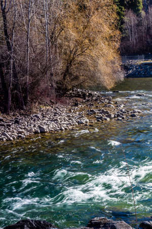 The swan river flows through the centre of town in Bigfork montana