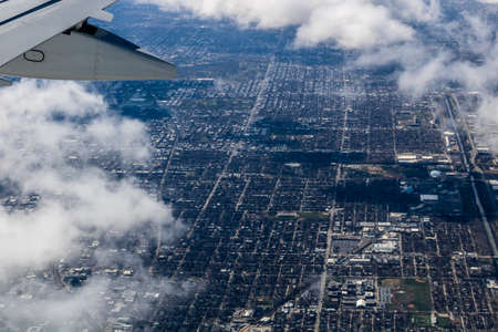 A view of Chicago from the air while landing, Chicago, Illinois, United States