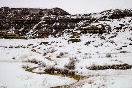 Late blast of winter hits the area. Drumheller Alberta, Canada.