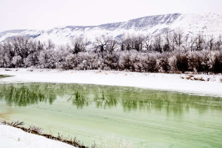 Late blast of winter hits the area. Drumheller Alberta, Canada.の写真素材