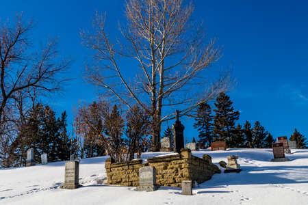 Union Cemetary in the grips of winter. Calgary, Alberta, Canadaの写真素材