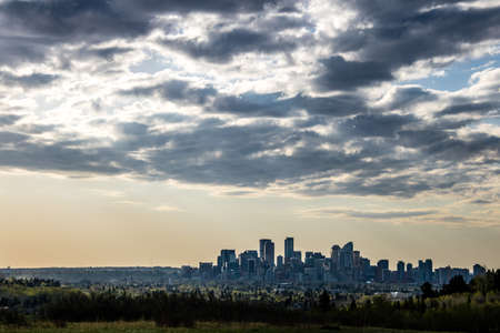 Early morning over the city from Edworthy Park. Calgary, Alberta, Canadaの写真素材