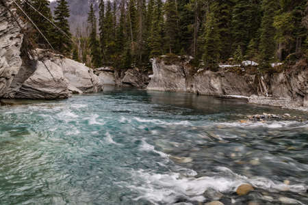The flowing waters at Vermillion Crossing. Kootney National Park. British Columbia, Canada.の写真素材