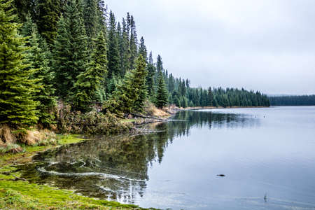 Last days of winter hover over the lake. Swan Lake Provincial Recreation Area, Alberta, Canadaの写真素材