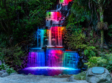 Colourful and brilliant Christmas light display at Pukekura Gardens. Taranaki, New Zealandの写真素材