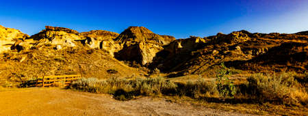 A drive through Dinosaur Provincial Park Alberta Canadaの写真素材