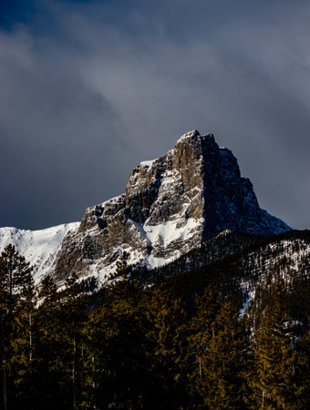The Goat Range from Three Sisters Parkway. Canmore, Alberta, Canadaの写真素材