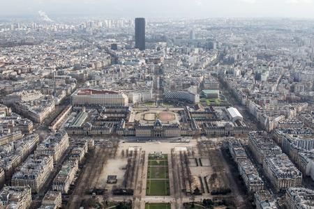 wide panoramic view of Paris from the height of the Elven towerの写真素材