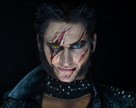 Professional make-up werewolfの写真素材