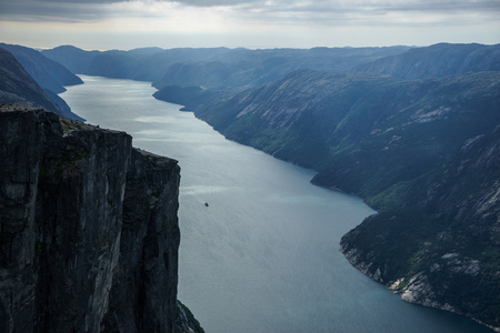 Beautiful fjord in Norway. View from the topの写真素材