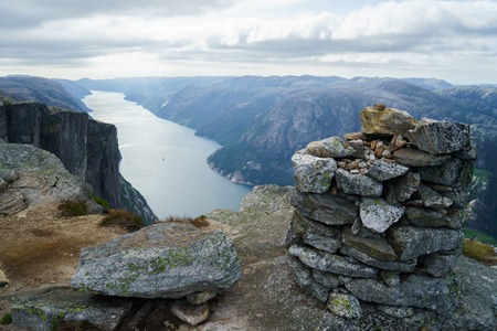 Beautiful fjord in Norway. View from the topの写真素材