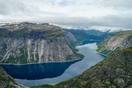 Beautiful fjord in Norway. View from the topの写真素材