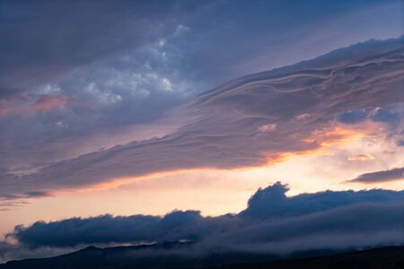 Mountain valley during sunrise. Natural summer landscapeの写真素材