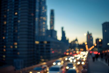 blurred Night lights of the New York.