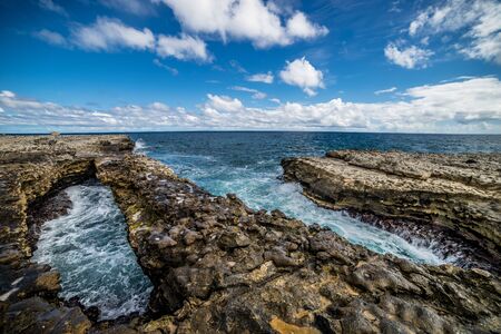 Devil's Bridge bay - Caribbean tropical sea - Antigua and Barbuda.の写真素材