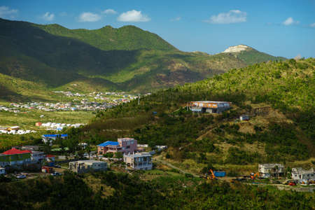 view of mountain village with nice skyの写真素材