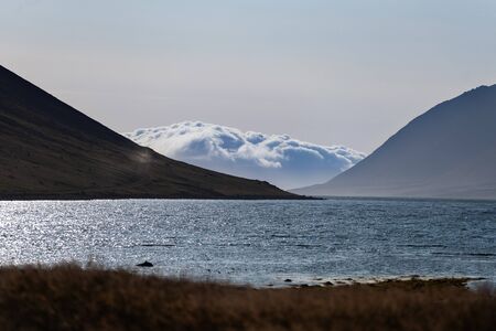 Summer dramatic sunset in the westfjords of Iceland.の写真素材