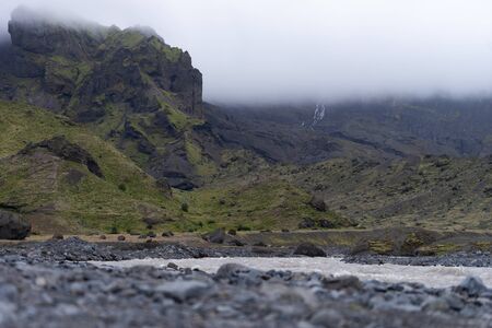 Landscape View Of Thorsmork Mountains Canyon And Riverの写真素材