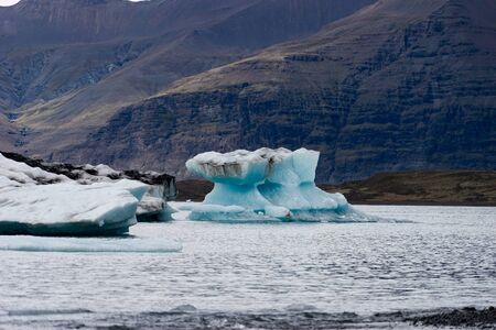 Floating icebergs in Jokulsarlon glacier lagoon, Icelandの写真素材