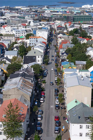 Reykjavik, Iceland, August 2019. Bird View Of Colorful Houses.のeditorial素材