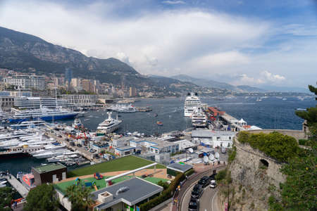Monte Carlo Cruise Port, Jul 2019. Panoramic view of cruise port in Monte Carlo in a summer day, Monacoのeditorial素材