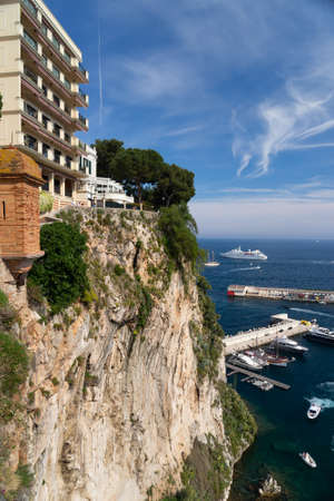 Port de Fontvieille, Monte Carlo, Monaco, Jul 2019. Precious apartments and harbor with luxury yachts in the bay, Monte Carlo, Monaco, Europeのeditorial素材
