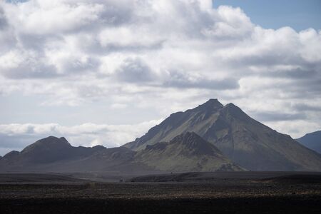 Panoramic view of mountain with Volcanic landscape. Laugavegur trek in Icelandの写真素材