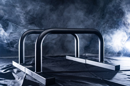 Gymnastic bars for push-ups isolated on backの写真素材