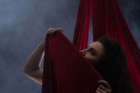 Silhouette of attractive woman seduces you. Concept of sexuality and charmの写真素材
